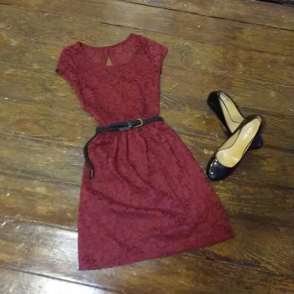 Dark Maroon Lace Dress